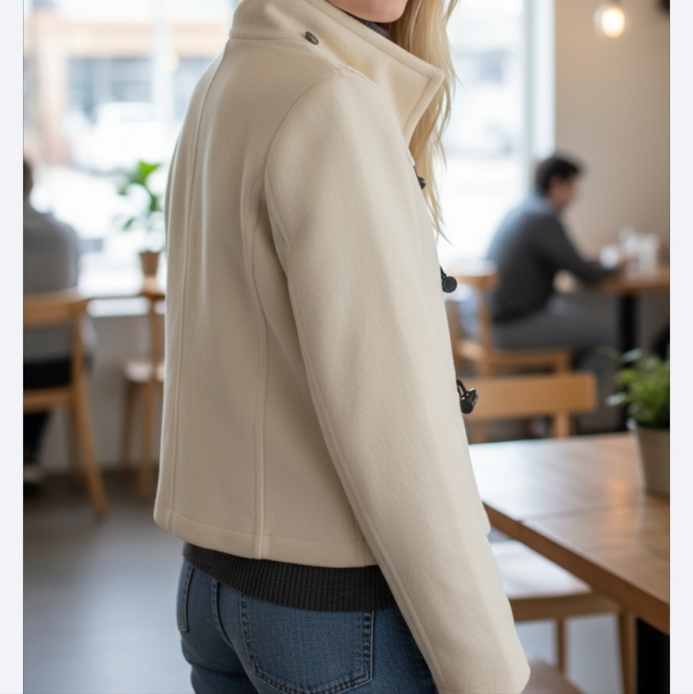 BURBERRY London Women's Cream Toggle Coat Wool Fits US size 2 - Picture 2 of 12